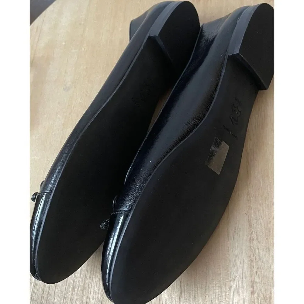 New $275 Tory Burch Cap-Toe Bow Ballet Flats in Perfect Black Size 10.5